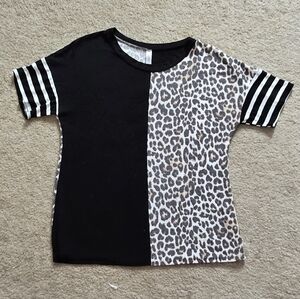Leopard Print and Black Kids Shirt